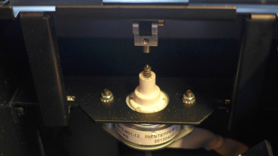 Printer #3 - Peel motor detached from tray mechanism.