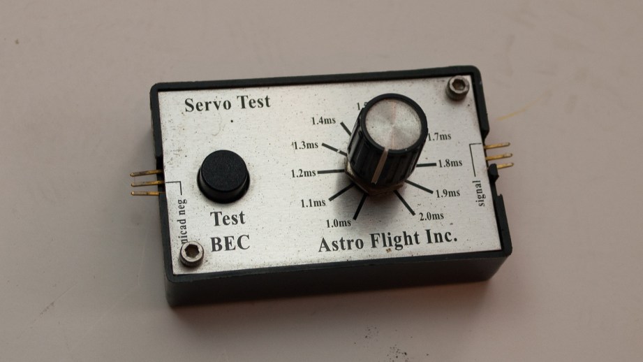 Although I purchased a servo driver specifically for this project, I decided to use my well-traveled Astro Flight unit instead. Any servo driver will do the job.