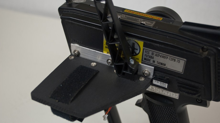 This shelf made of ¼" plywood provides a mounting surface for the gimbal base and the phone clamp.