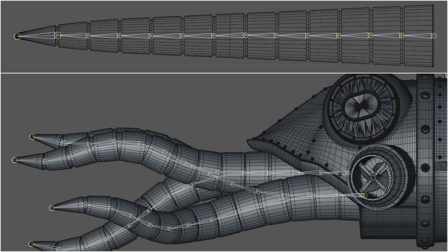 Tentacle modeled straight with joint system for posing