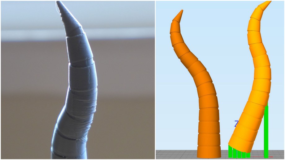 Sad droopy tentacle from position 1 vs position 2 with less overhang