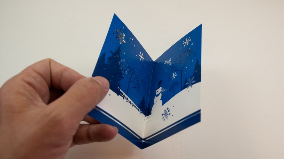 Fold the panel in half, noting where you want the card's decorations to appear on the completed airplane.